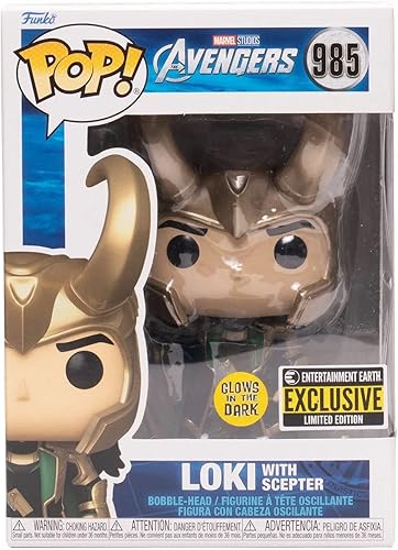 Miniatura 2 de POP Marvel: Loki con cetro (brilla en la oscuridad) Entertainment Earth - Figura de vinilo exclusiva de Funko (paquete con funda protectora de caja