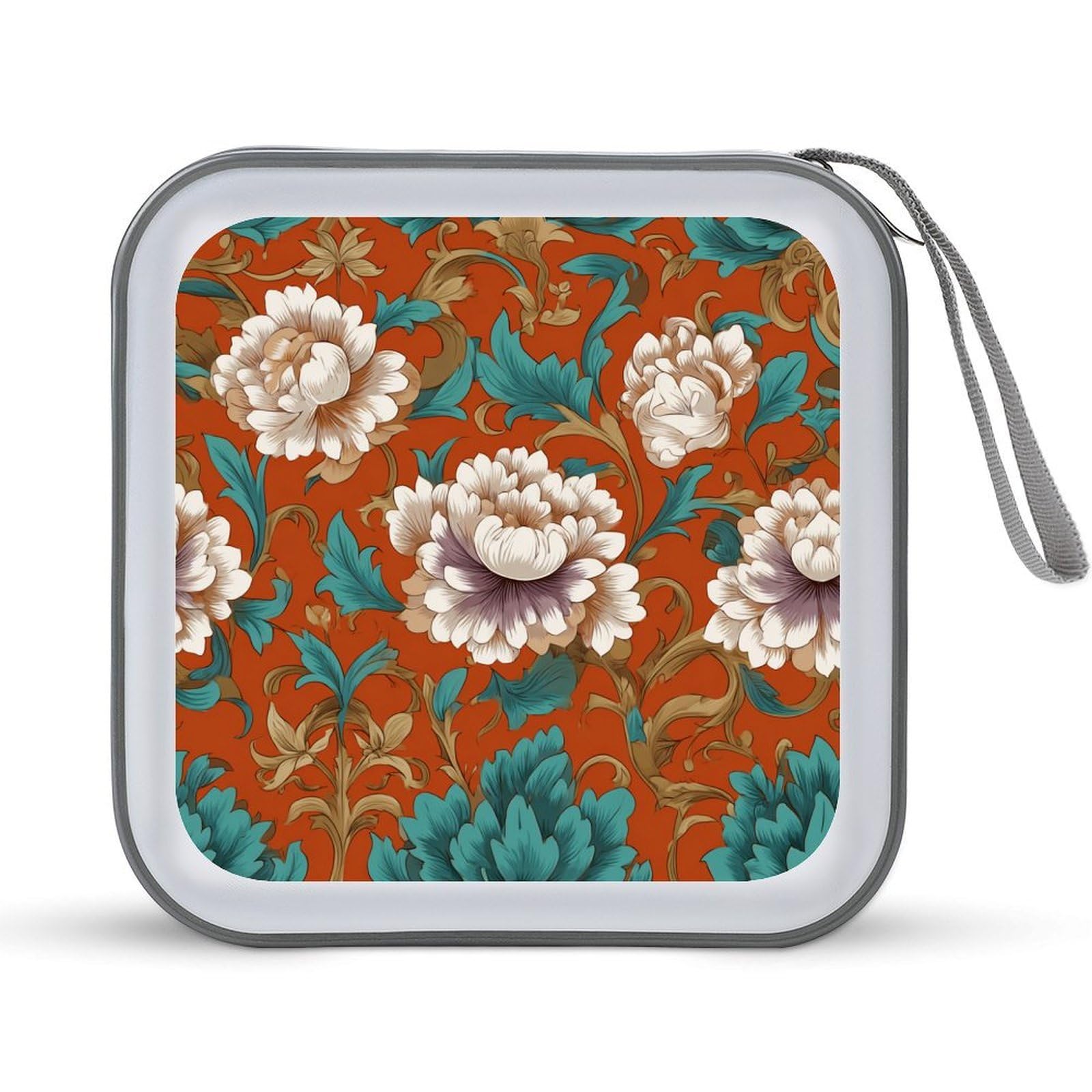 Jubonexis Florals And Scrollwork Botanical Motifs CD Case DVD Storage Case Portable for Car Home Travel