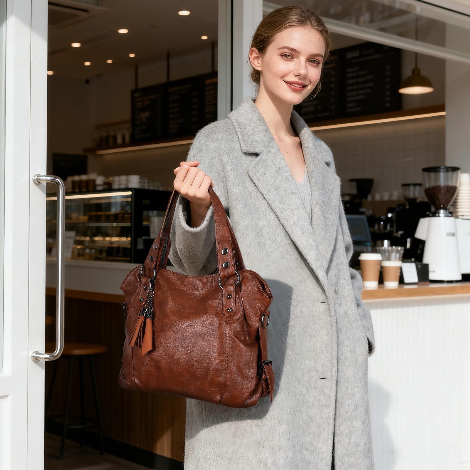 VINBAGGE Borsa Tote da Donna Borse a Tracolla Spalla Grande Elegante Borsa Shopper Borsetta Bauletto Spalla Multitasche per scuola, lavoro, shopping, viaggi, uso quotidiano