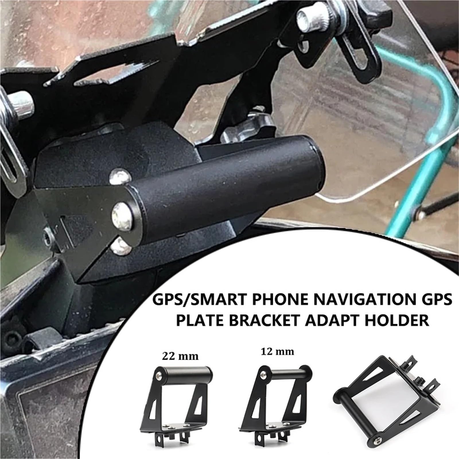 Uchwyt do nawigacji GPS Pasuje do Husqvarna Norden 901 2022-2024, stalowy, 12 mm i 22 mm, uchwyt na telefon, nawigację GPS, płytę montażową(22mm)