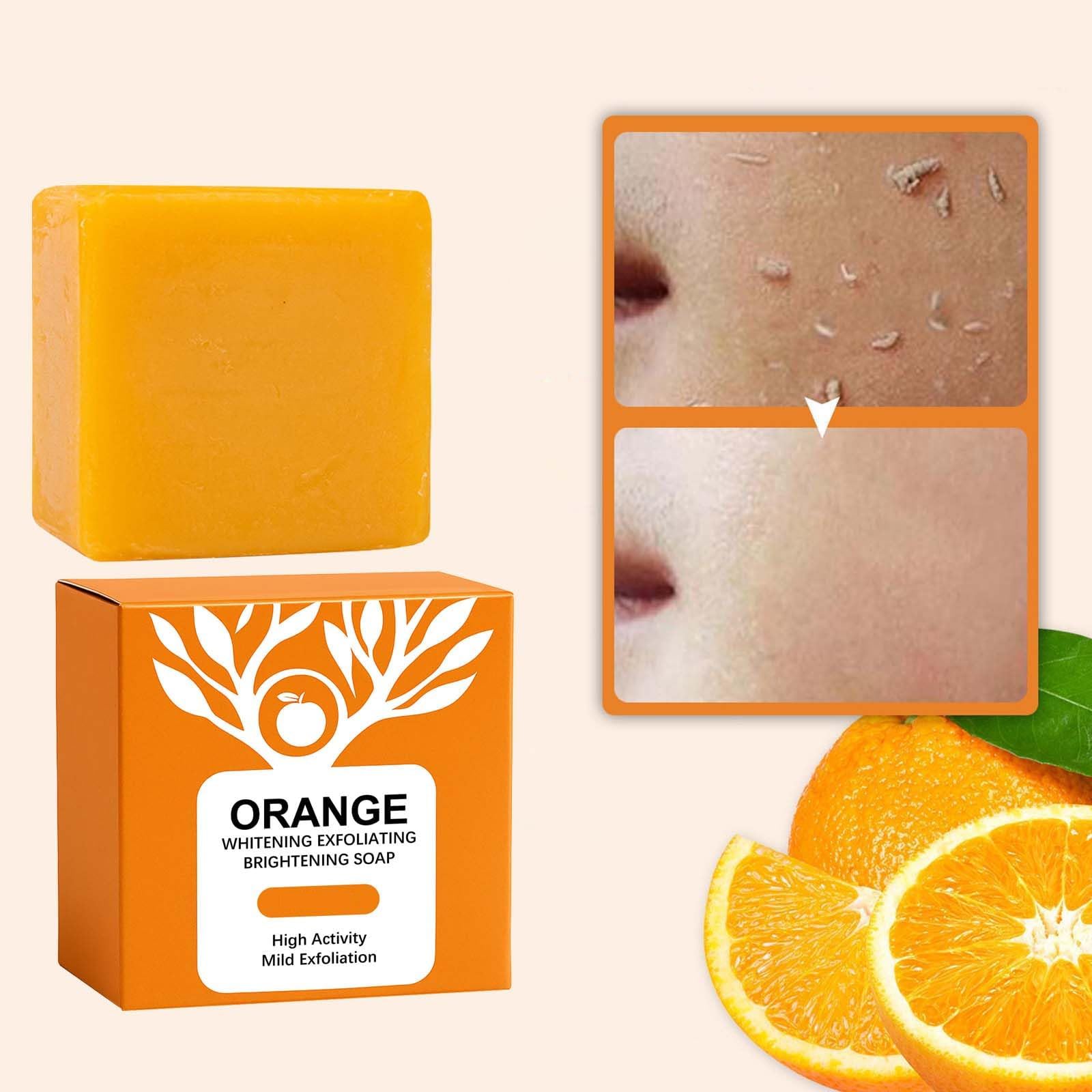 Jabón natural de naranja dulce con exfoliante, Limpieza profunda e hidratación facial para todo tipo de piel（3pcs）