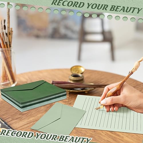 Miniatura 5 de Juego de 100 sobres y papel de papelería con forro de papelería, incluye 50 papeles de escritura de letras y 50 sobres para oficina, 5.5 x 8.25