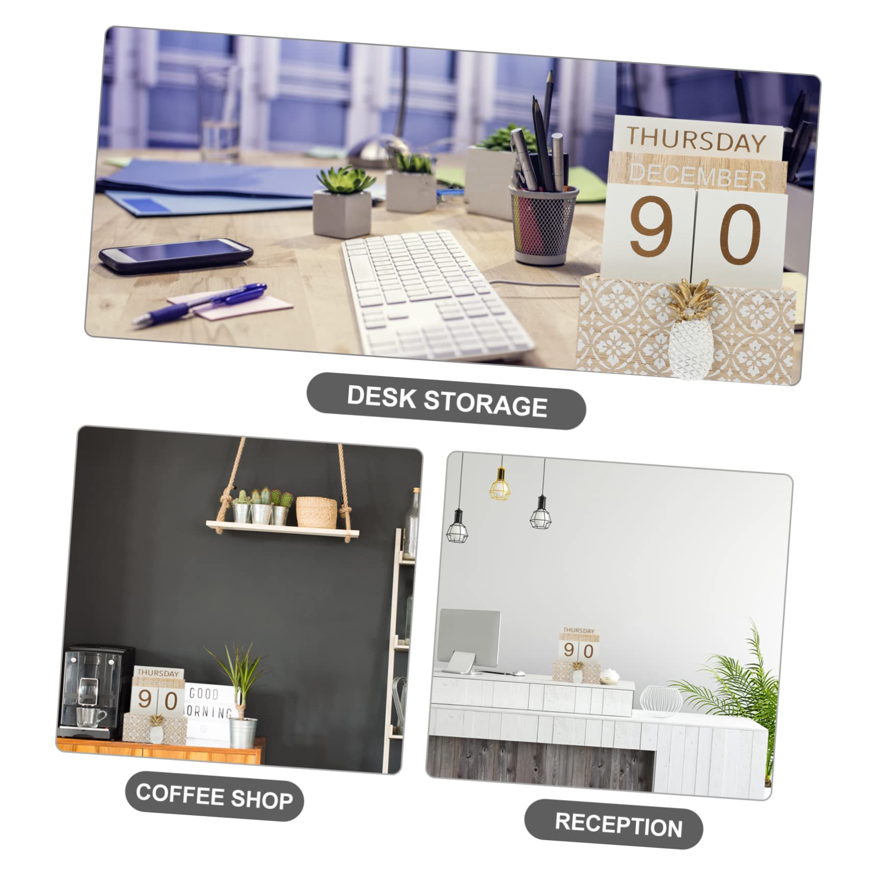 TEHAUX 2pezzi Calendario Da Tavolo Legno Rimovibile Decorazione Per Ufficio e Casa Design Artistico Per Scrivania Adatto Per Scuole e Hotel