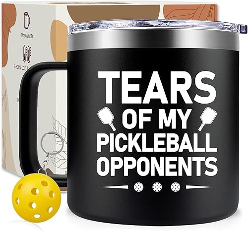 Miniatura 1 de Maybeone Regalos de pickleball para hombres y mujeres  Taza de 14 onzas con texto en inglés "Tears of My Pickleball" oponents  Regalos para los