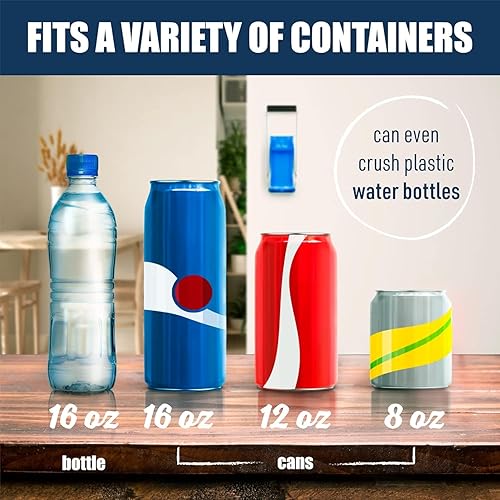 Miniatura 5 de Mckay Trituradora de latas de metal de 16 onzas, reciclaje automático, trituradora de latas resistente montada en la pared, trituradora de latas