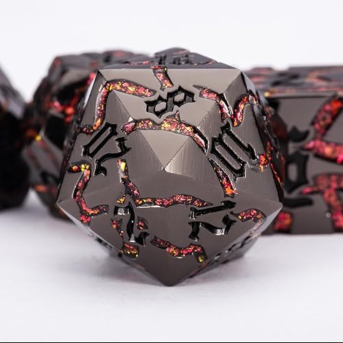 Miniatura 2 de Juego de dados D&D Dungeons and Dragons D20 Metal DND con caja, dados poliédricos para juegos de rol D12 D10 D% D8 D6 D4 para juegos de mesa MTG RPG