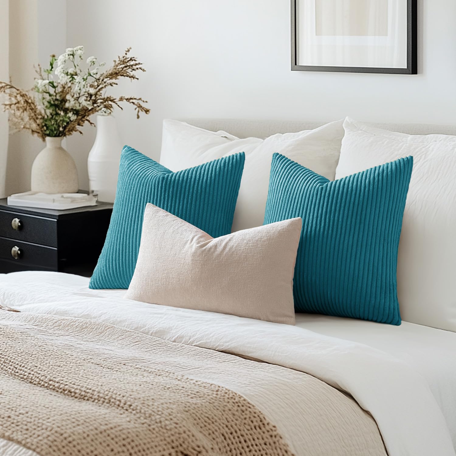 MIULEE Copricuscini Divano Camera da Letto Cuscini Arredo Fodere Arredamento Casa Federe Moderni Elegante Morbido Resistente in Velluto con la Cerniera Invisibile 2 Pezzi 60X60 CM Blu Navy