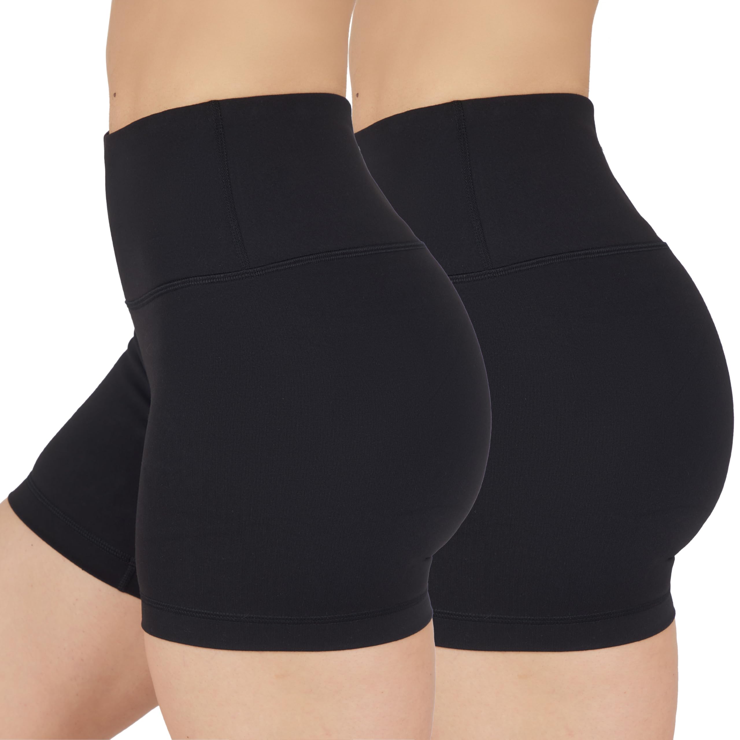 90 Degree By Reflex Womens High Waisted Biker Shorts Ribbed Workout Yoga Running Tummy Control Spandex Short