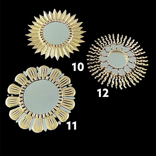 Miniatura 5 de Espejo peruano decorativo dorado, 12.0 in, SunburstStarburst, anticuado, espejo montado en la pared para sala de estar, hecho a mano arte de pared