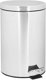Relaxdays 10020377 Pattumiera, 7 Litri capacita', con secchio interno in plastica, Funzionamento a Pedale, Adatto Anche per Bagno, Acciaio Inossidabile, 24x21x31.5 cm, Argento