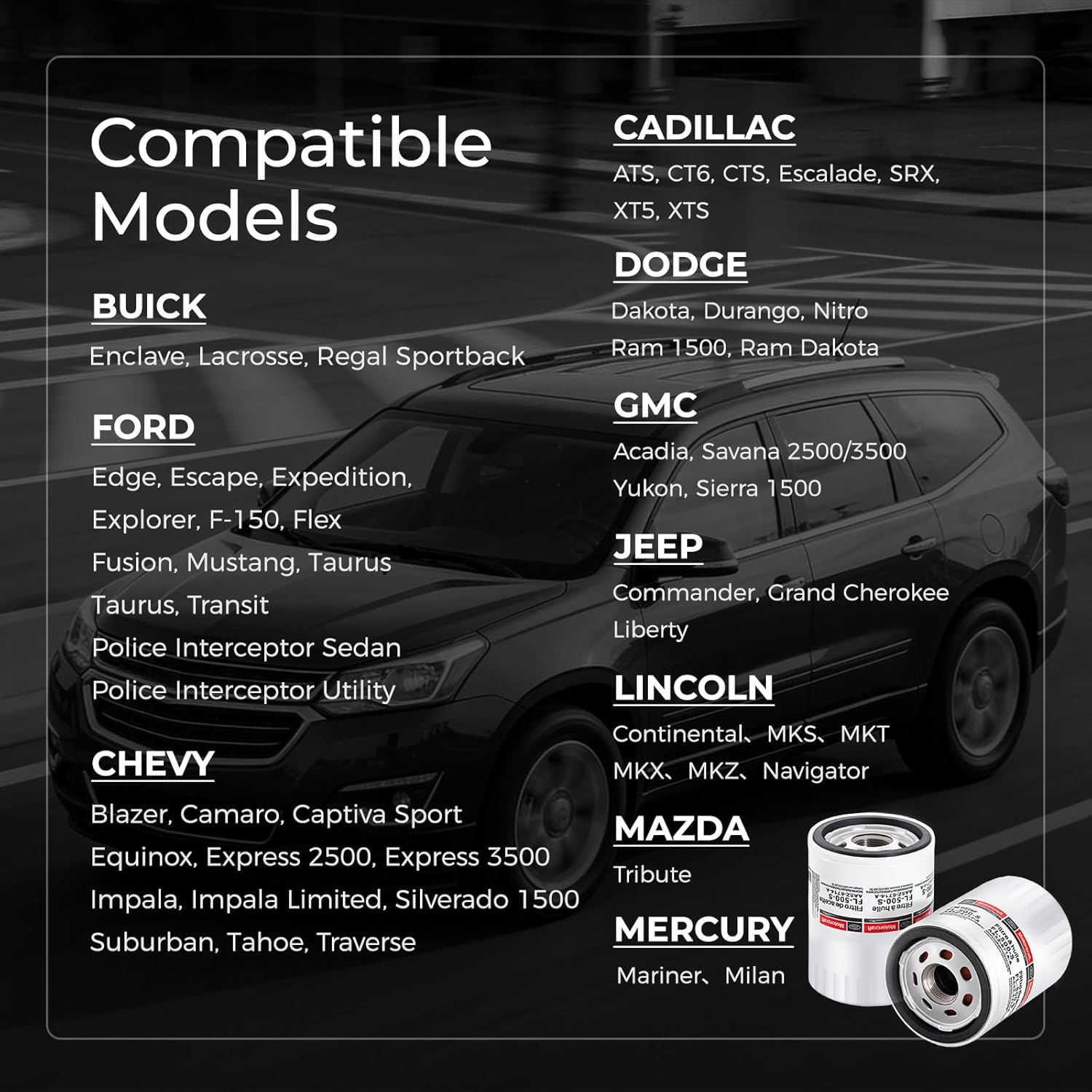 6Pack FL500S Engine Oil Filter Compatible with Ford F150 Explorer Mustang Expedition Chevrolet GMC Dodge Lincoln Replaces AA5Z-6714-A AA5Z6714A FL-500S