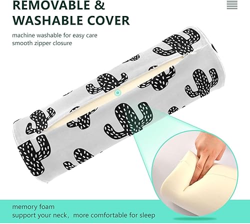 Miniatura 4 de KLL Almohada de cactus, almohada para cabecero terapéutico, almohada redonda para silla, cuerpo cilíndrico, funda de almohada cilíndrica con