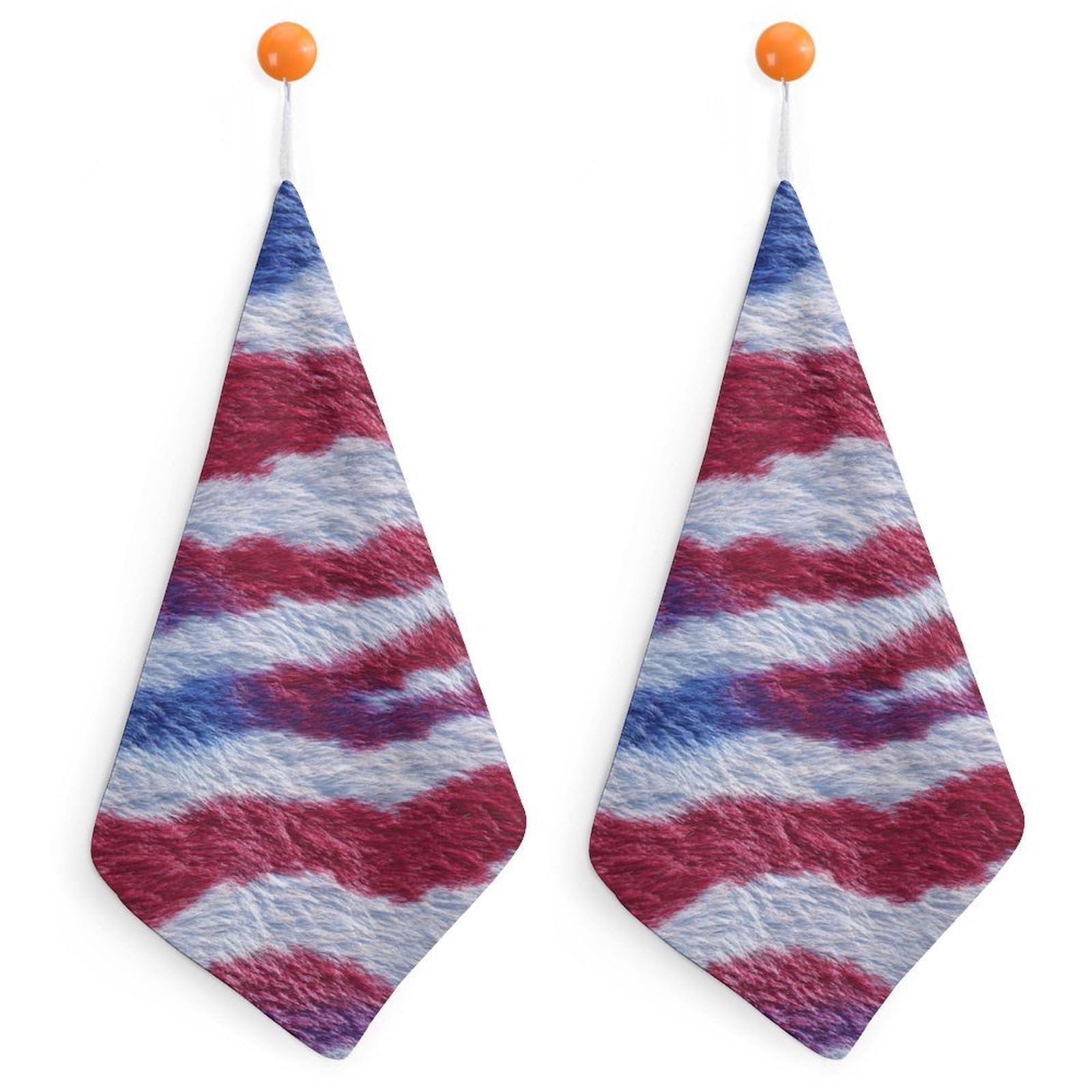 Jubonexis Red White And Blue Zebra Skin Print Small Hand Towel with Hanging Loop 2 PCS Absorbent Soft Wash Cloth for Kitchen Bathroom