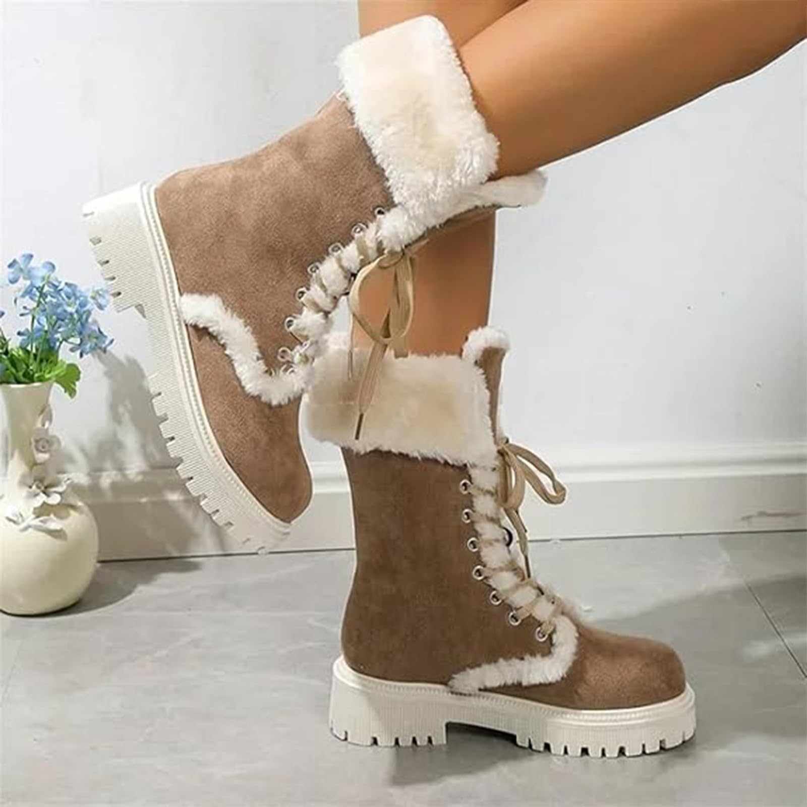 Bottes Femme Hiver Doublure Chaude Imperméables Bottines Confortables Antidérapante Mollet Large Chaussures Chaudes Résistant À L’humidité Fermeture Éclair Bottes Pour Déplacements Au Travail