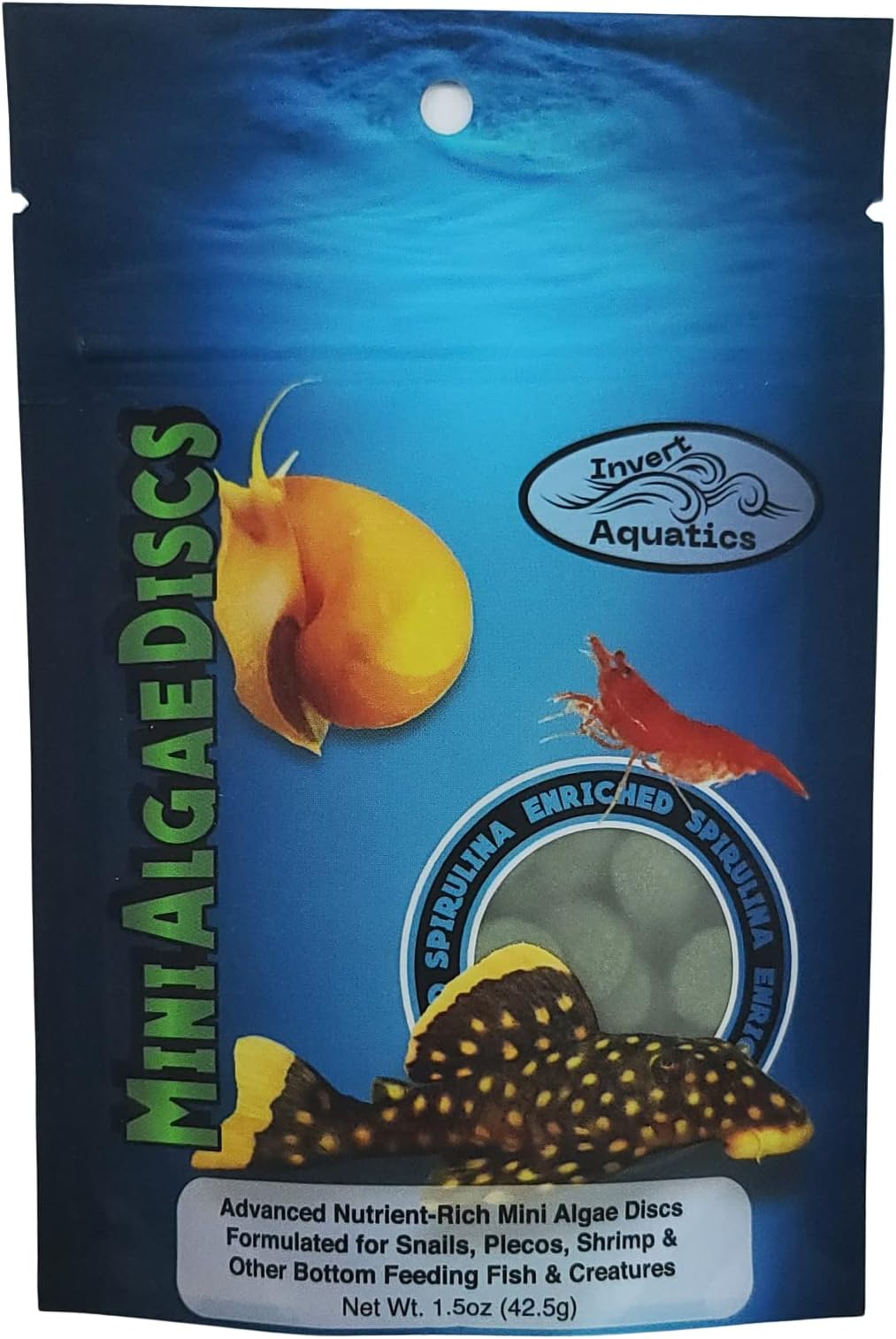 Mini Algae Discs - Sinking Diet for Snails, Shrimp & Bottom Feeding Fish (1.5oz (42,5g))