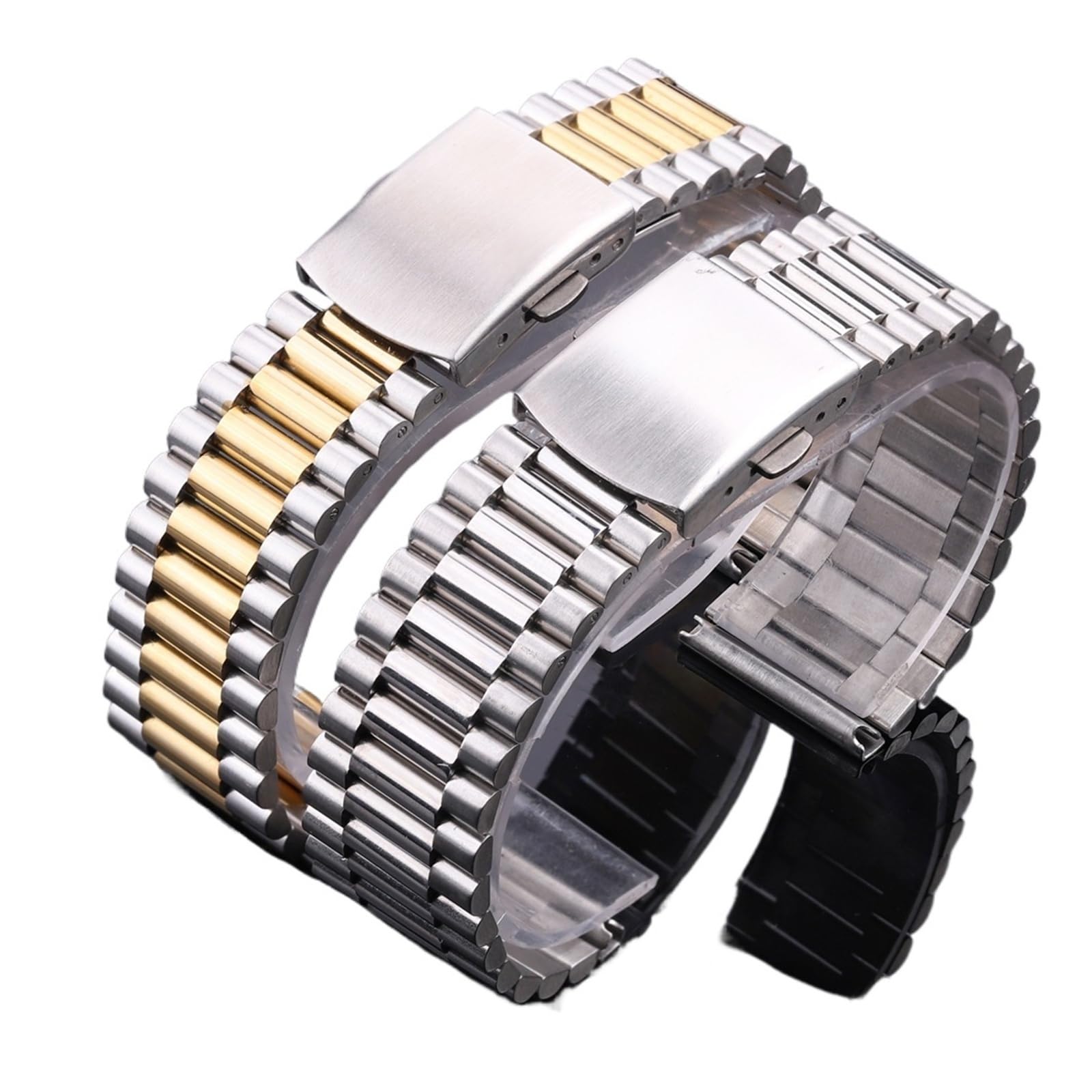 yingyingjia Cinturino In Acciaio Inossidabile Massiccio, Cinturino In Argento E Oro, 14 Mm, 16 Mm, 18 Mm, 20 Mm