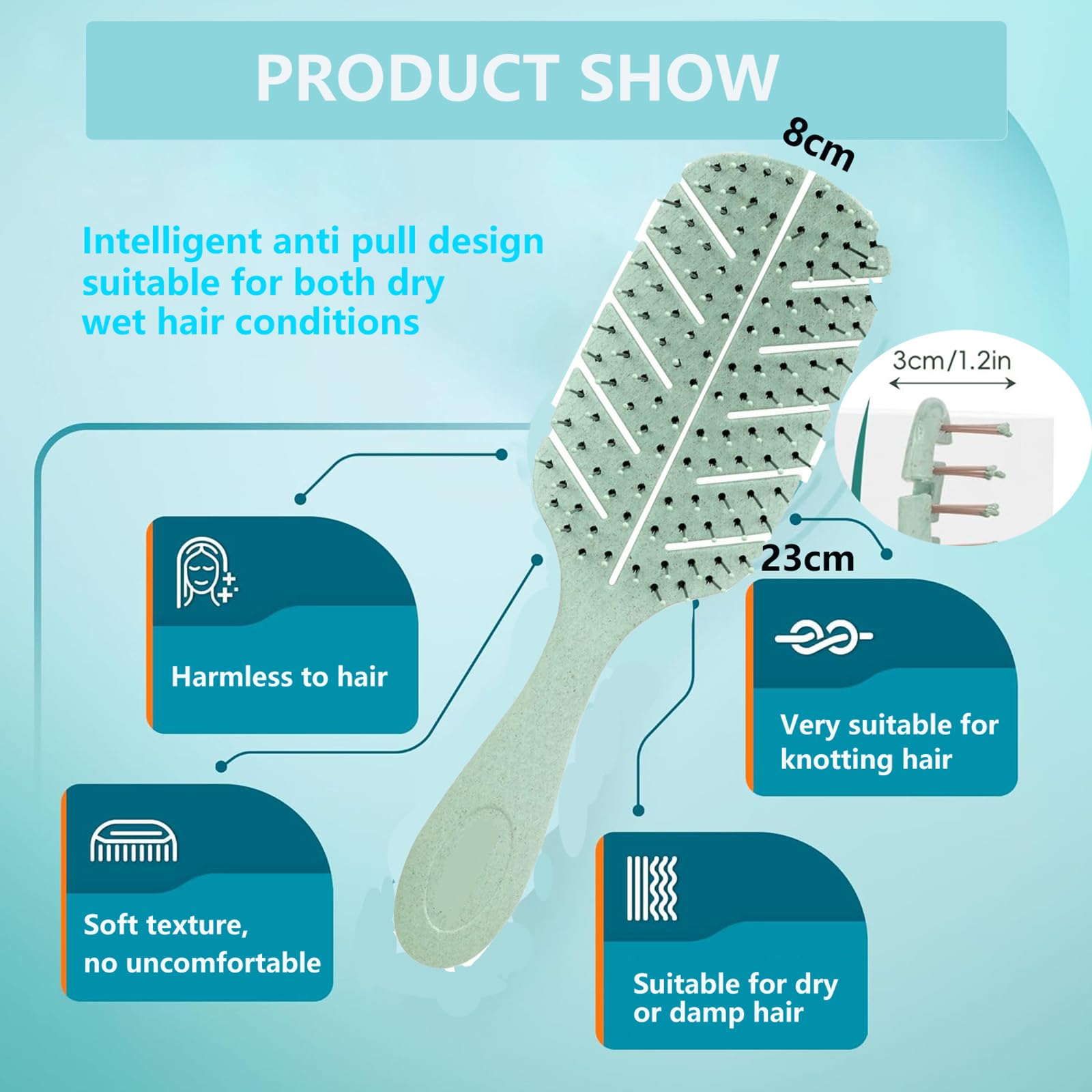 2pcs Curly Hair Brush Set of Z-Shaped Vent Hair Brush for Curly Wavy, and Wet Hair - Image 3