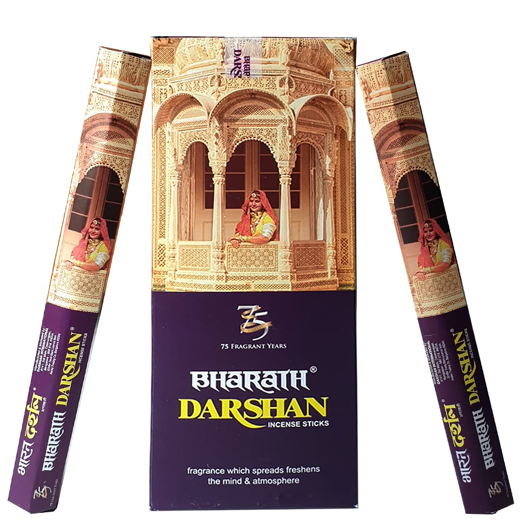 BHARATH DARSHAN Incense Sticks Hexagon Set of 1, Each Pack of 12 (12 x 14g = 168g : 120 Sticks)