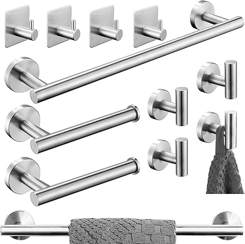 LOORODR Juego de accesorios de baño, toalleros de acero inoxidable SUS304, 5 piezas de barra de toalla negro mate montado en la pared, barras de