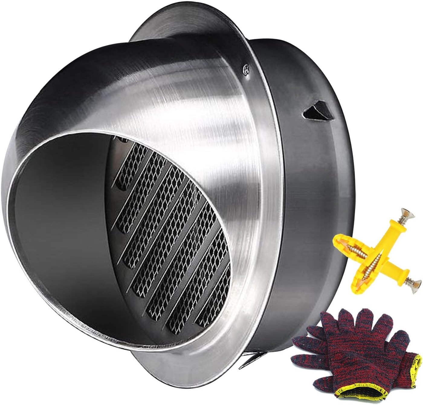 304 Stainless Steel Wall Air Soffit Vents, Round Bull Nosed External Extractor Exhaust Grille with Built-in Screen Mesh, Ventilation Outlet for Office Kiten Bathroom