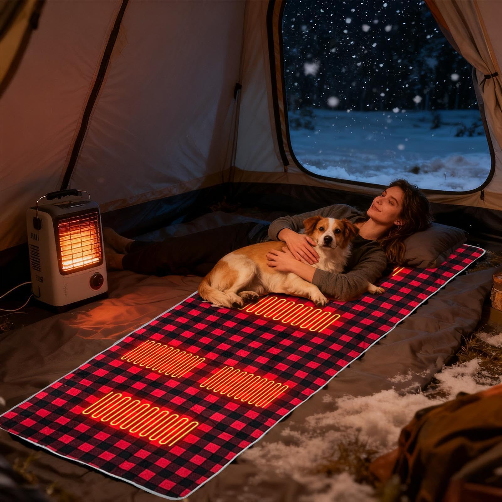 Podgrzewana Podkładka Do Śpiwora 3 Regulowane Poziomy Temperatury Grzewczy | Podkładka Grzewcza USB do Kempingu Do Zimnej Pogody Na Sofę Do Biura Do Namiotu Na Trekking I W