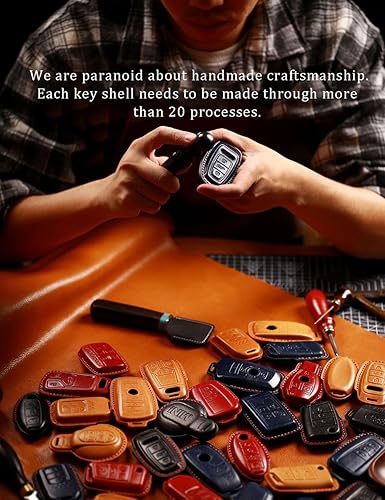 Miniatura 5 de HIBEYO Funda para llavero inteligente de 4 botones para Nissan March Quest Patrol Accesorios con Keychians Keyless Entry Auto Key Cover de cuero