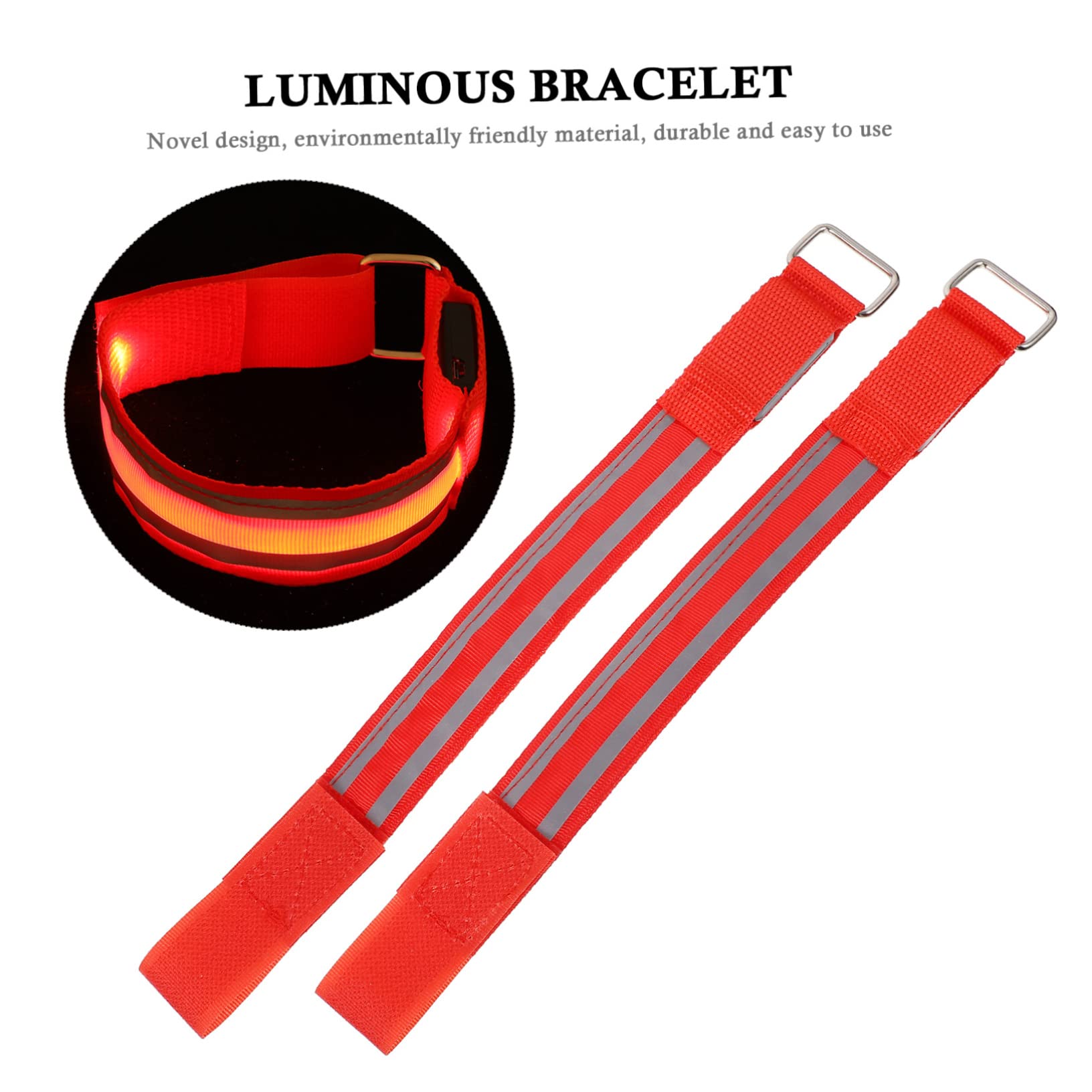 Sosoport Luces de Marcha LED muñequera LED Pulseras Luminosas Accesorios Running Accesorios para Running brazaletes Intermitentes Pulseras de Brillo LED con Electronica LED Rojo