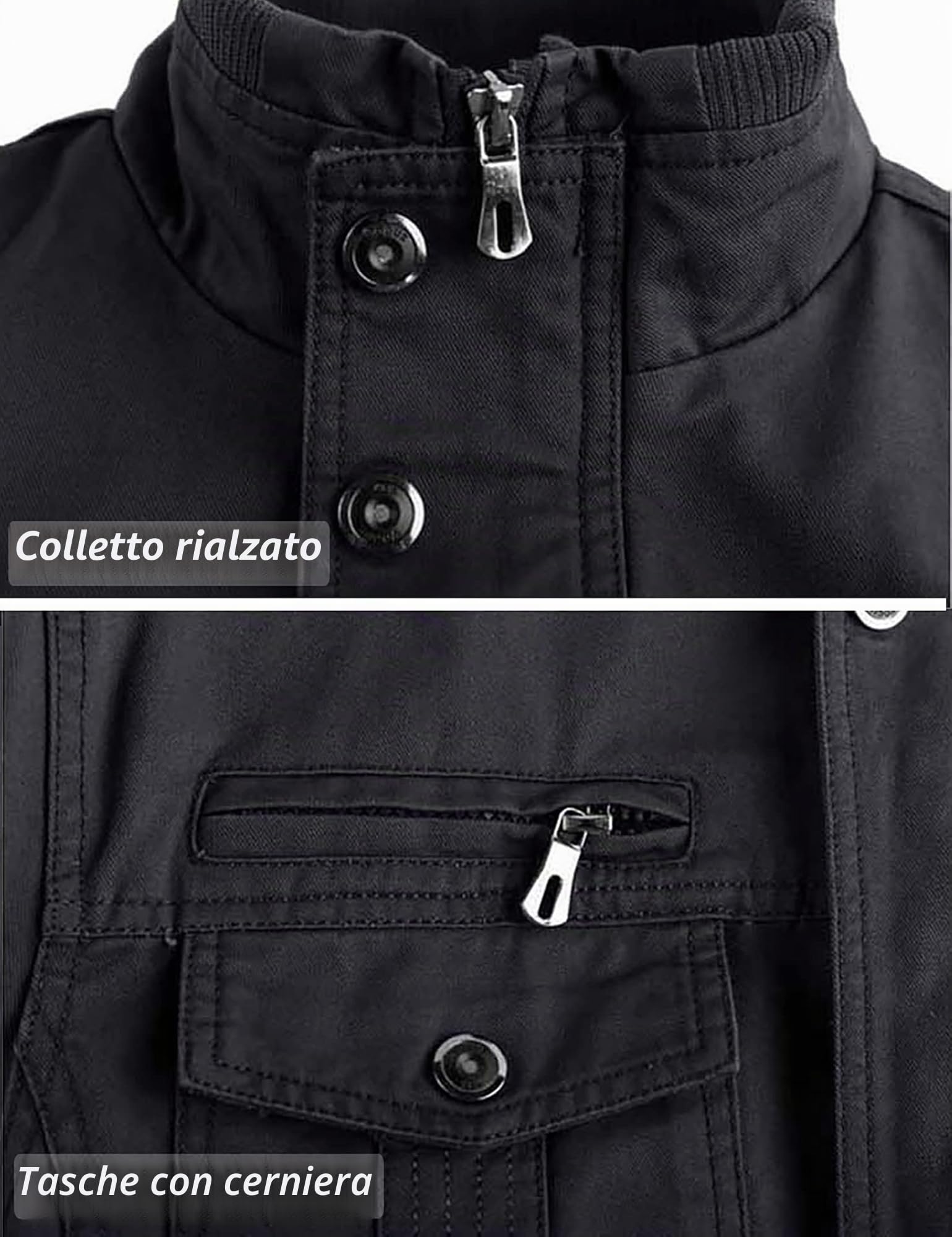 TACVASEN Uomo Giacca Militare Invernale Jacket Casual Interno in Pile Caldo collo in Piedi