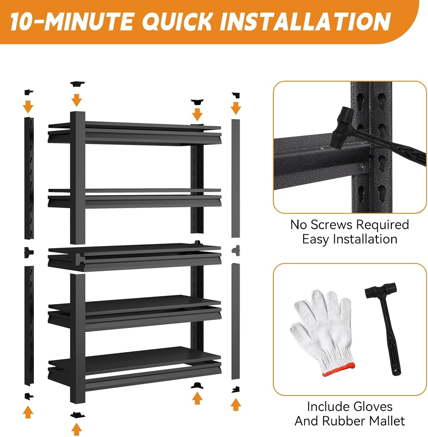 72" H Garage Shelving 2500LBS Heavy Duty Metal Shelving Adjustable 5 Tier Storage Shelves Metal Shelves for Garage Industrial Basement School Warehouse, 15.7" D x 35.4" W x 72" H