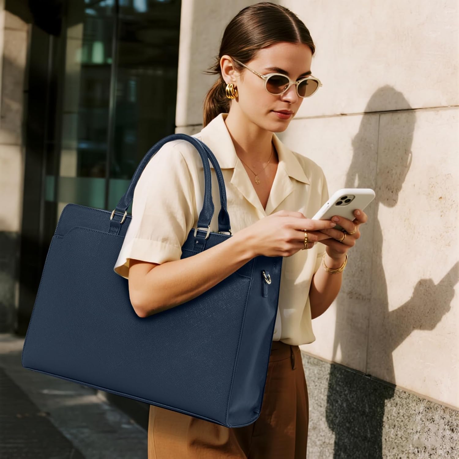 Laptop Tote Bag for Women 15.6 Inch Waterproof Leather Computer Bags Large Capacity Business Office Work Briefcase - Image 2