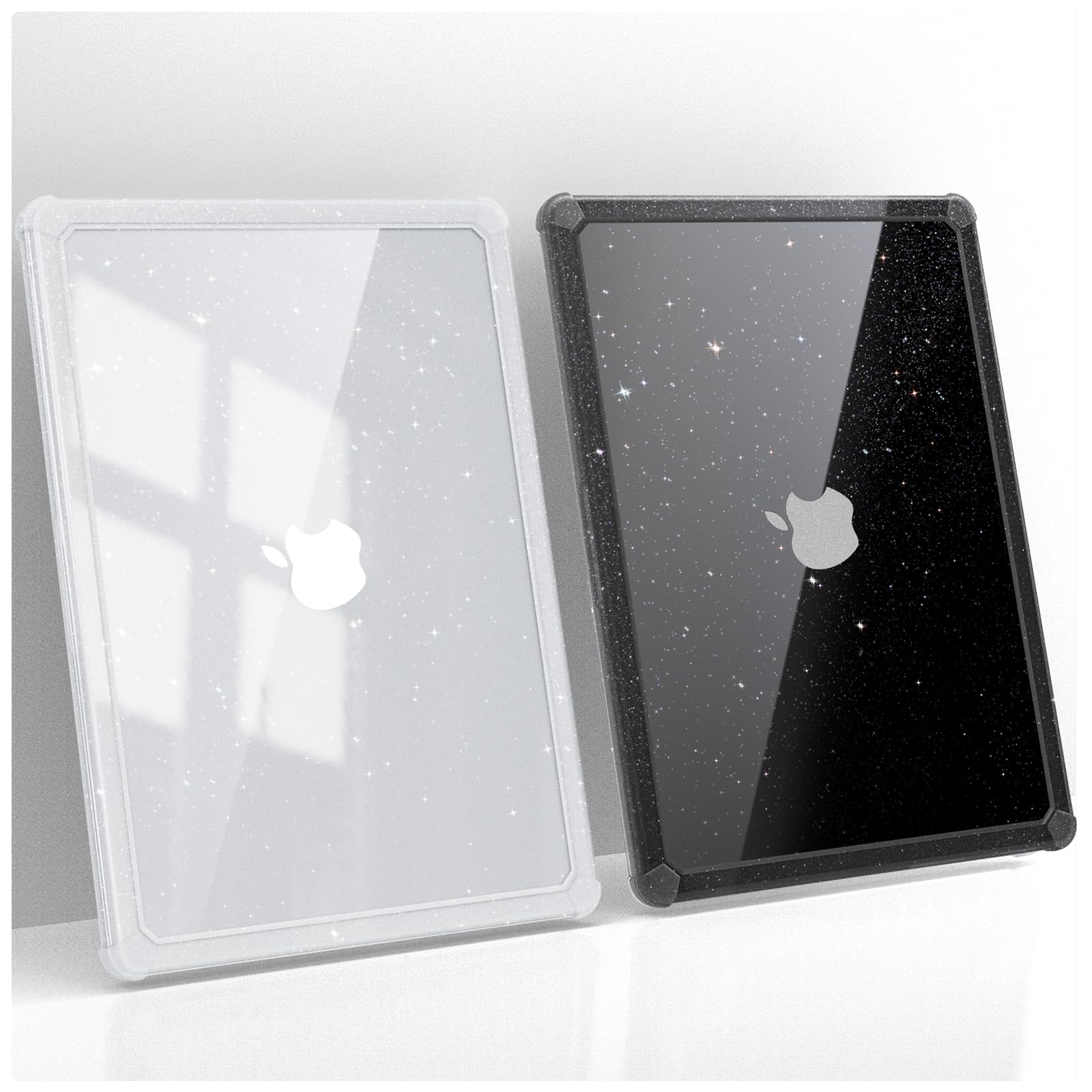 Soonjet Custodia per MacBook Pro 14" 2025-2021 | M5 M4 M3 M2 M1 Pro/Max | Bumper antiurto glitterato | Protezione militare contro le cadute | Cover rigida per laptop | Trasparente