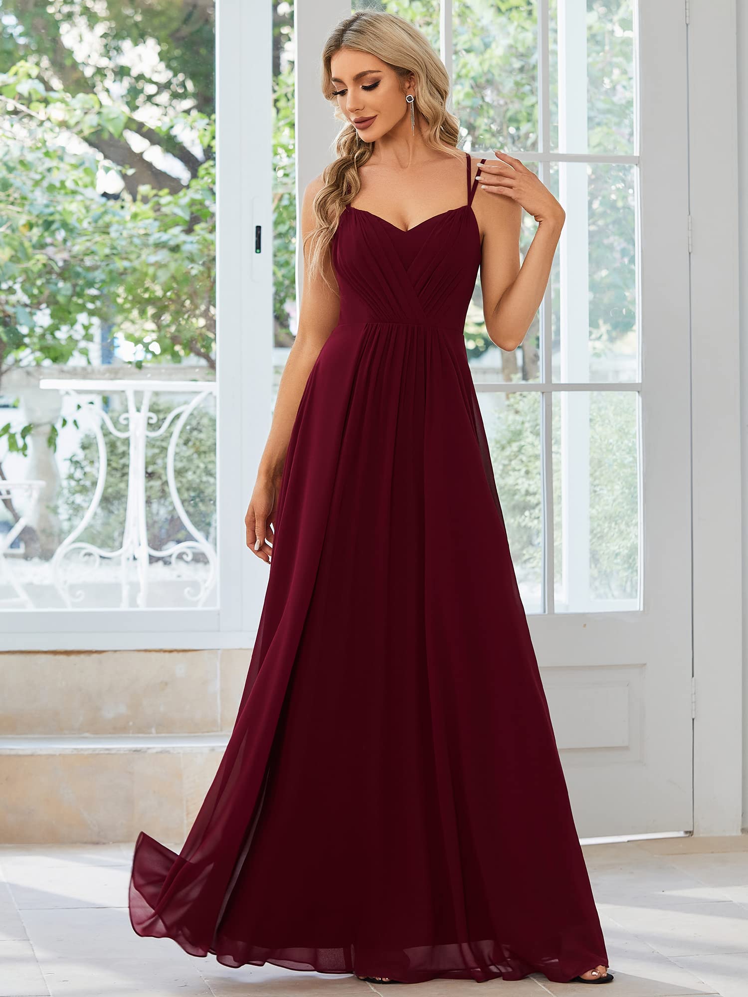 Ever-Pretty Vestidos de Dama de Honor Largo Elegantes Sin Mangas Cuello en V Cintura Imperio Formal ES01692