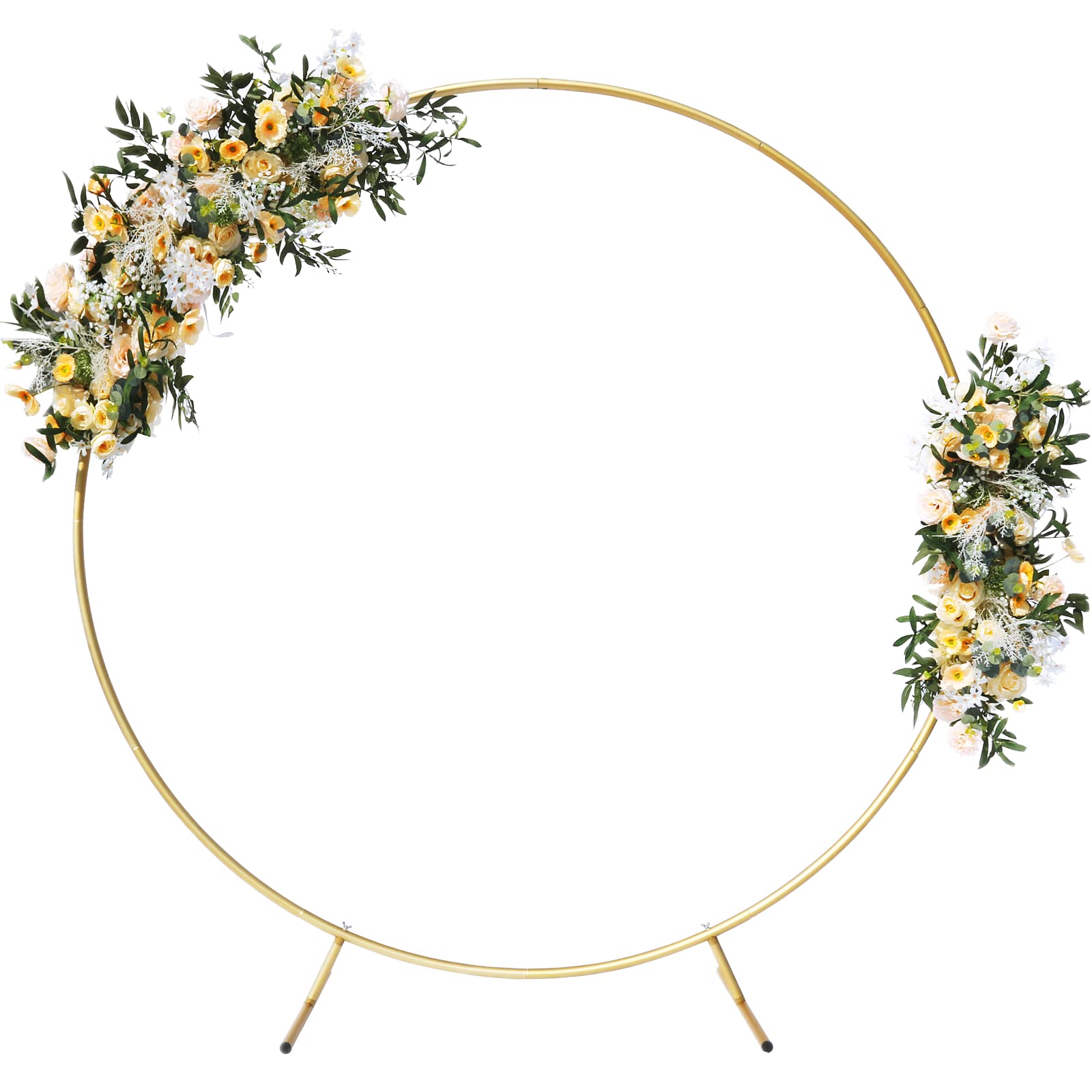 Round Backdrop Stand, 6.7ft Aluminum Balloon Arch Kit, Golden Circle Wedding Arch Frame, for Birthday Party, Graduation, Wedding and Bridal Shower Photo Background Decoration