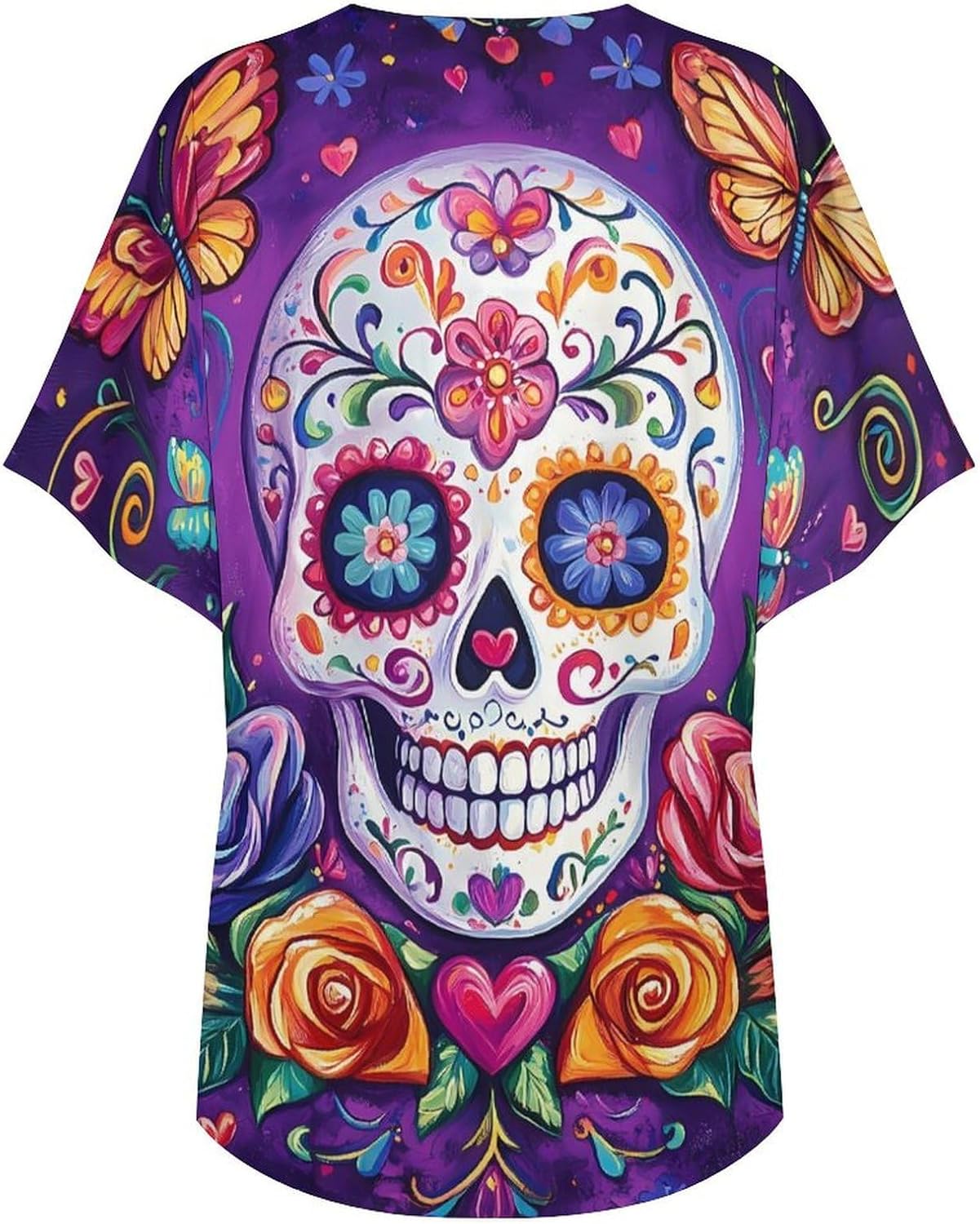 Butterfly Skull Women's Open Front Cardigan Short Sleeves Jacket Lightweight Sweaters Tops