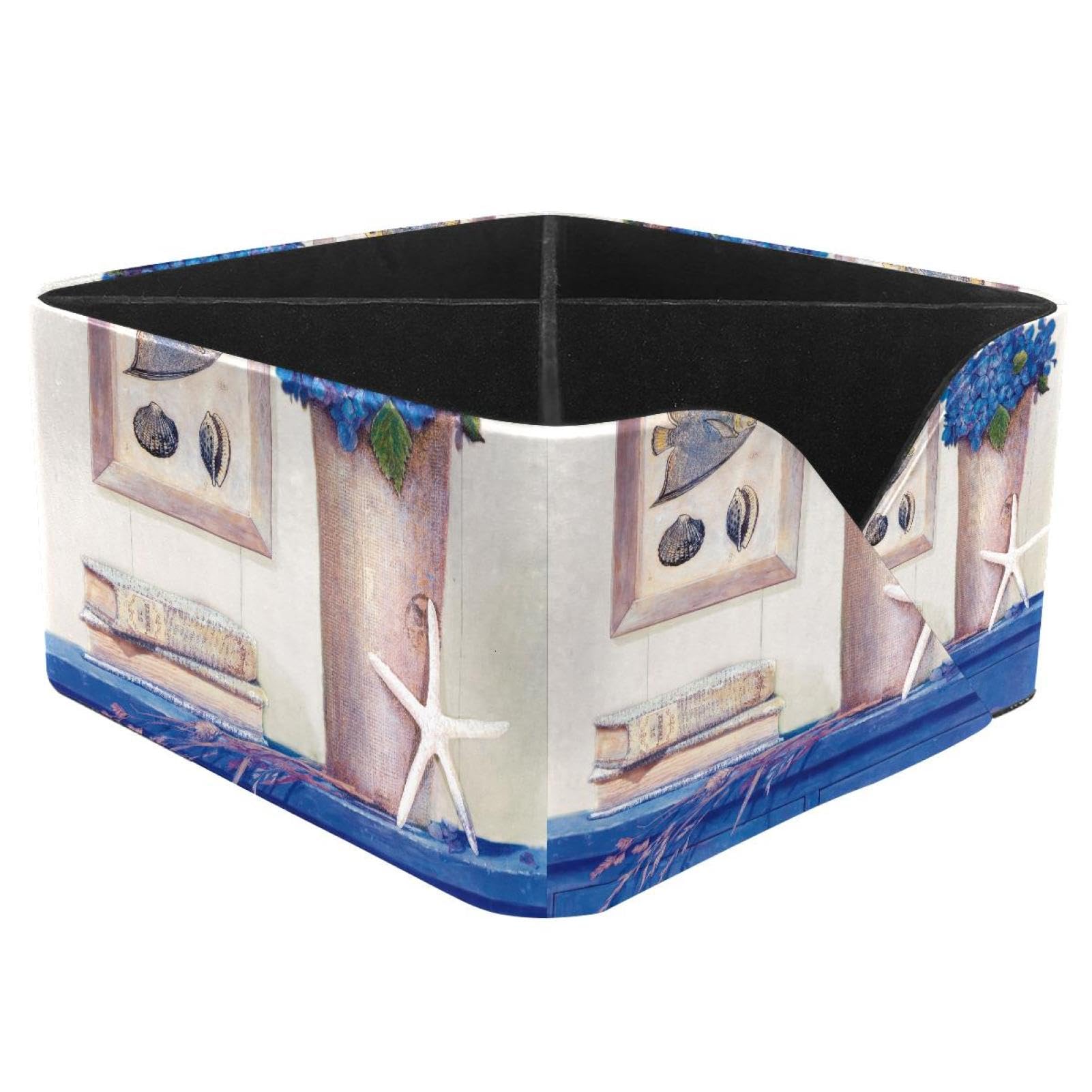 KengjuTesu Starfish Seaside Feeling Desktop Organizer Pen Holder, Rectangular Pencil Cup for Office, Study and Makeup Stations