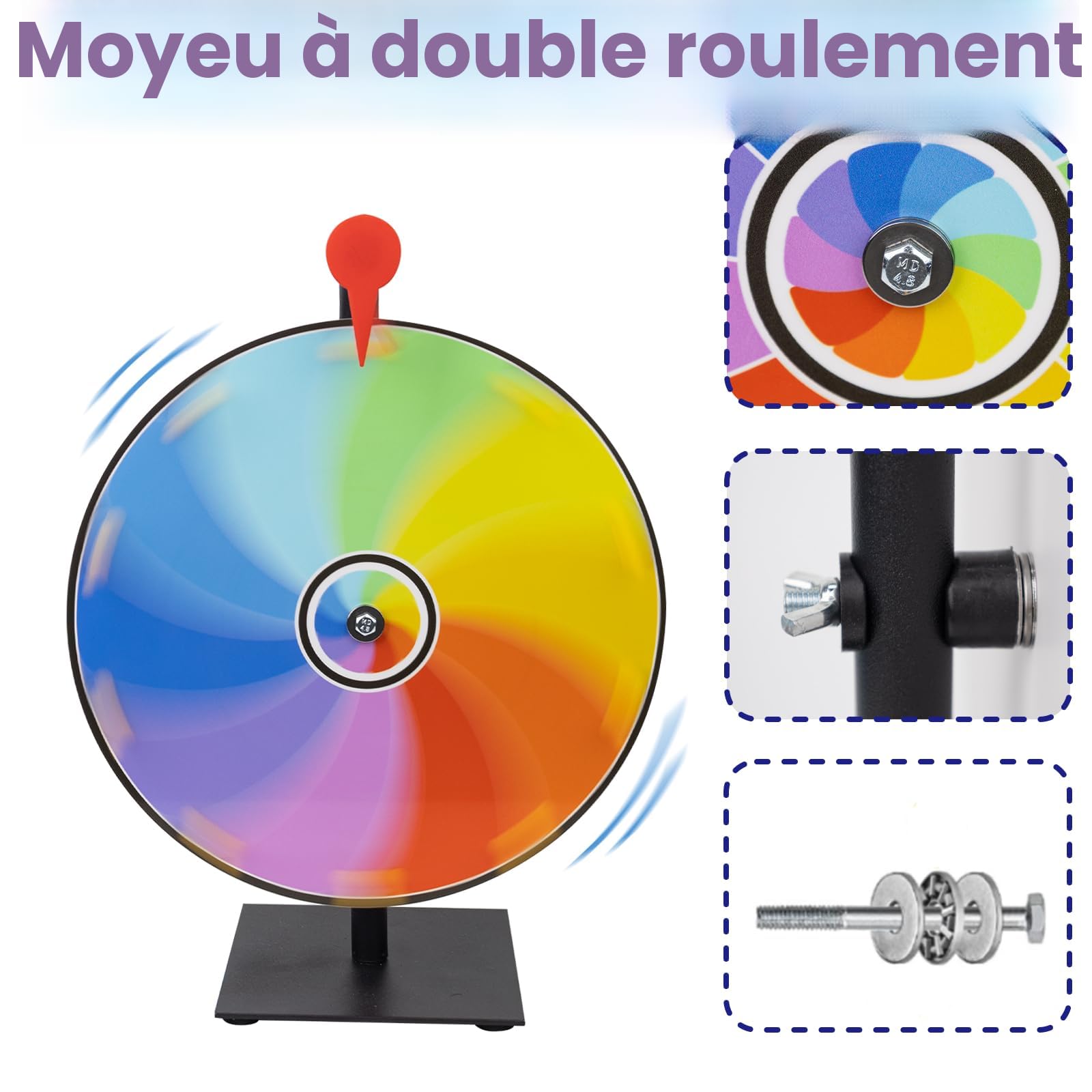Roue De Prix Rotative 30,5 Cm – 10 Emplacements Colorés, Support Stable, Marqueur Effaçable, Pour Fêtes, Carnavals, Jeux En Famille Ou Classe