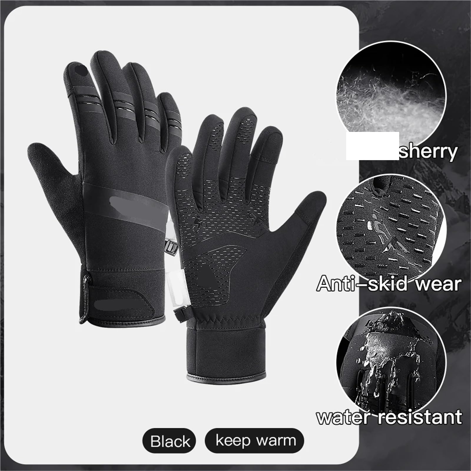 Gants d'escalade Gants d'escalade Gants de Moto d'hiver Scooter en Plein air Coupe-Vent Gants de Ski d'équitation Gants de vélo Chauds Noir Cyclisme pour Escalade(S)