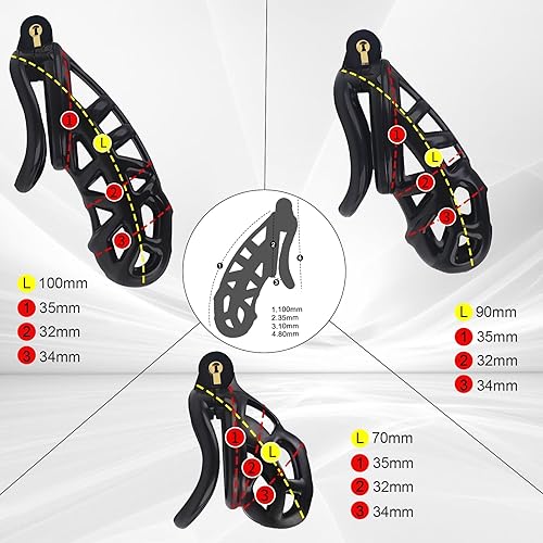 Miniatura 12 de Sex Toys - Jaula de castidad masculina con cinturón elástico y bloqueo invisible, 4 anillos, diseño ligero y cómodo para uso a largo plazo