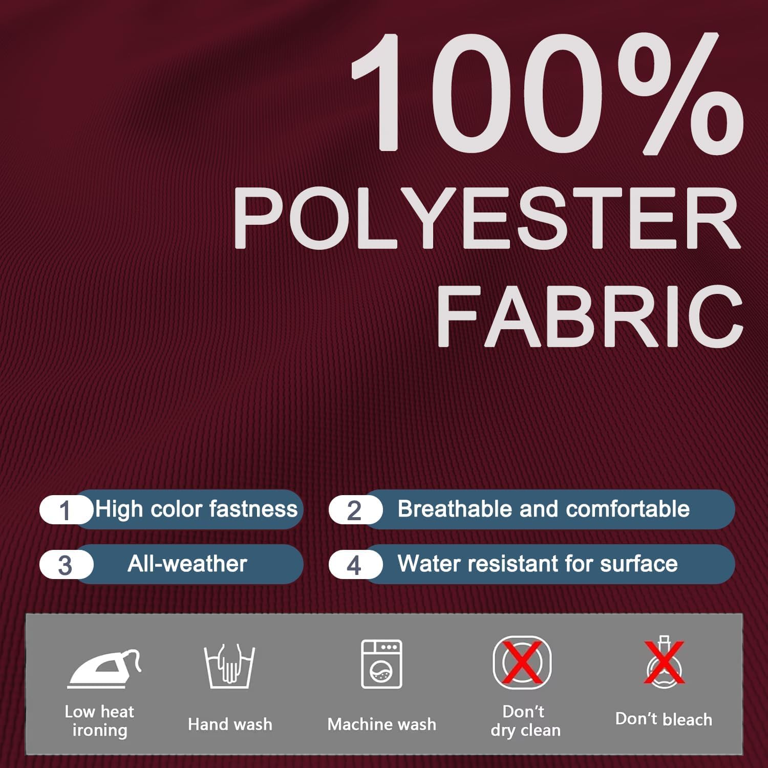 (No Stretchy) 12 Pack Patio Cushion Covers Set,Outdoor Furniture Cushion and Pillow Slipcovers Replacement, Fit for 6 Pieces 7-Seater Wicker Patio Sectional Sofa Chair Couch Set,Burgundy-Covers Only