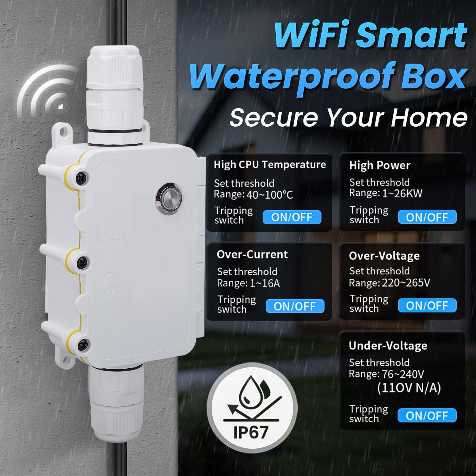 CHICIRIS Outdoor WiFi Junction Box, IP67 Waterproof Junction Box for