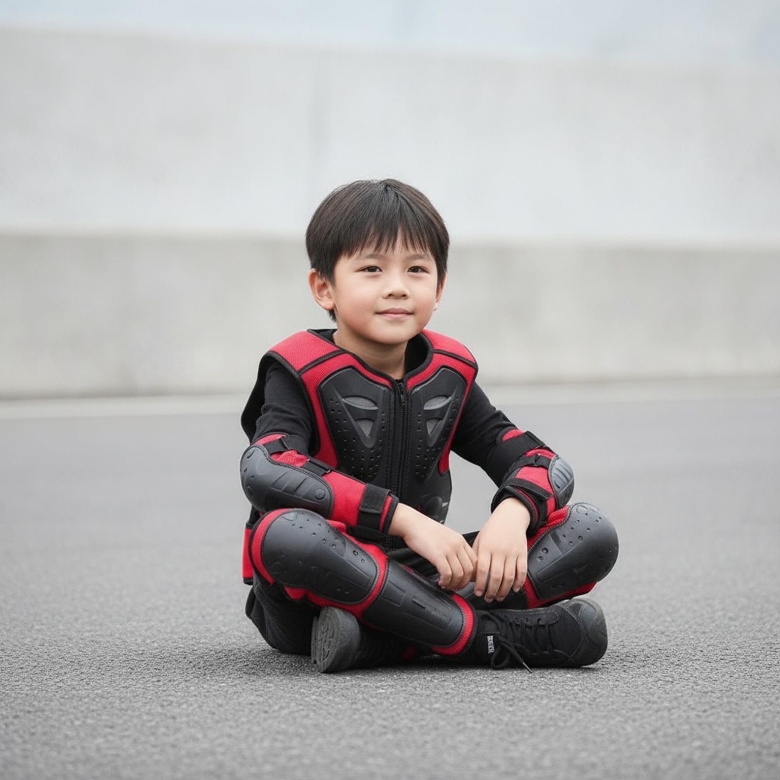 Armatura per Bambini Confortevole | Cinghie Elastiche Regolabili, Pettorina con Gomitiere e Ginocchiere, Strato Ammortizzante in Schiuma, per Ciclismo, sciare