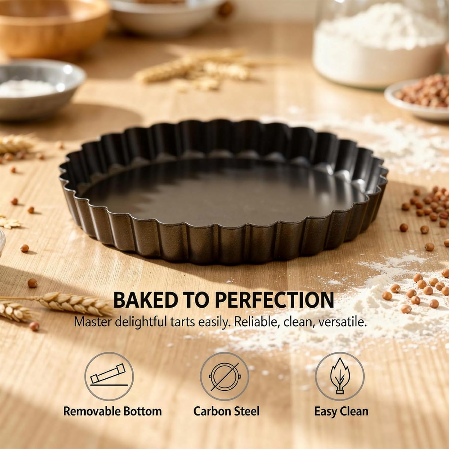16 Pcs Mini Tart Pans, 3.1 Inch Carbon Steel with Removable Bottoms, Quiche Pans, Fluted Design for Baking