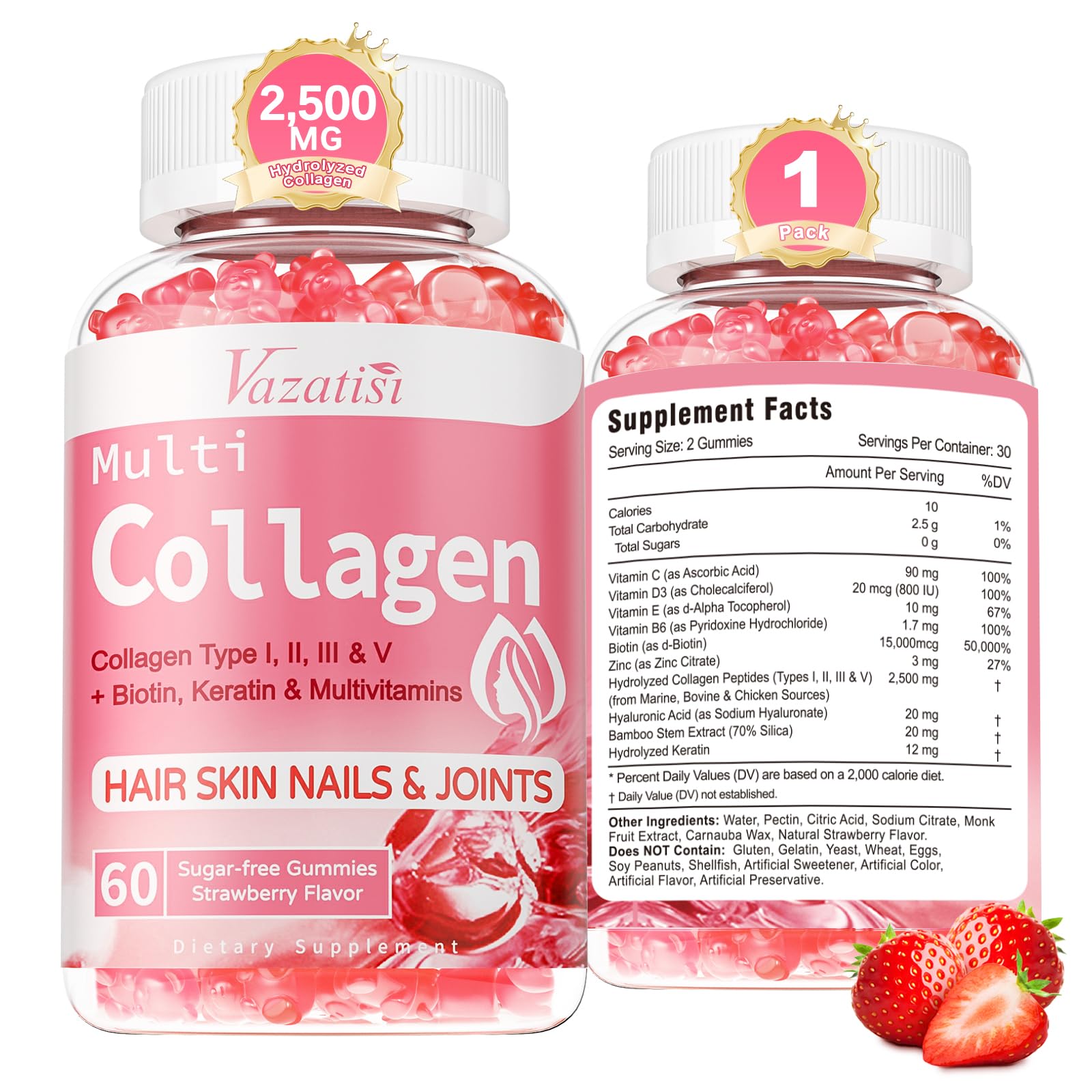 Vazatisi Sugar-Free Collagen Peptide Gummies