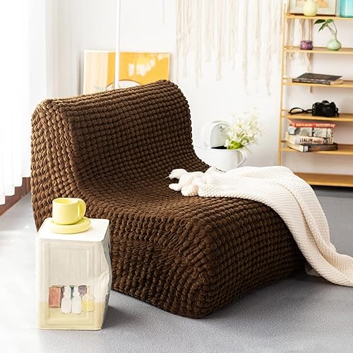 N&V Sofá de espuma de un solo asiento, sofá de suelo sin brazos, espuma de alta densidad de una pieza, funda extraíble y lavable a máquina, azul