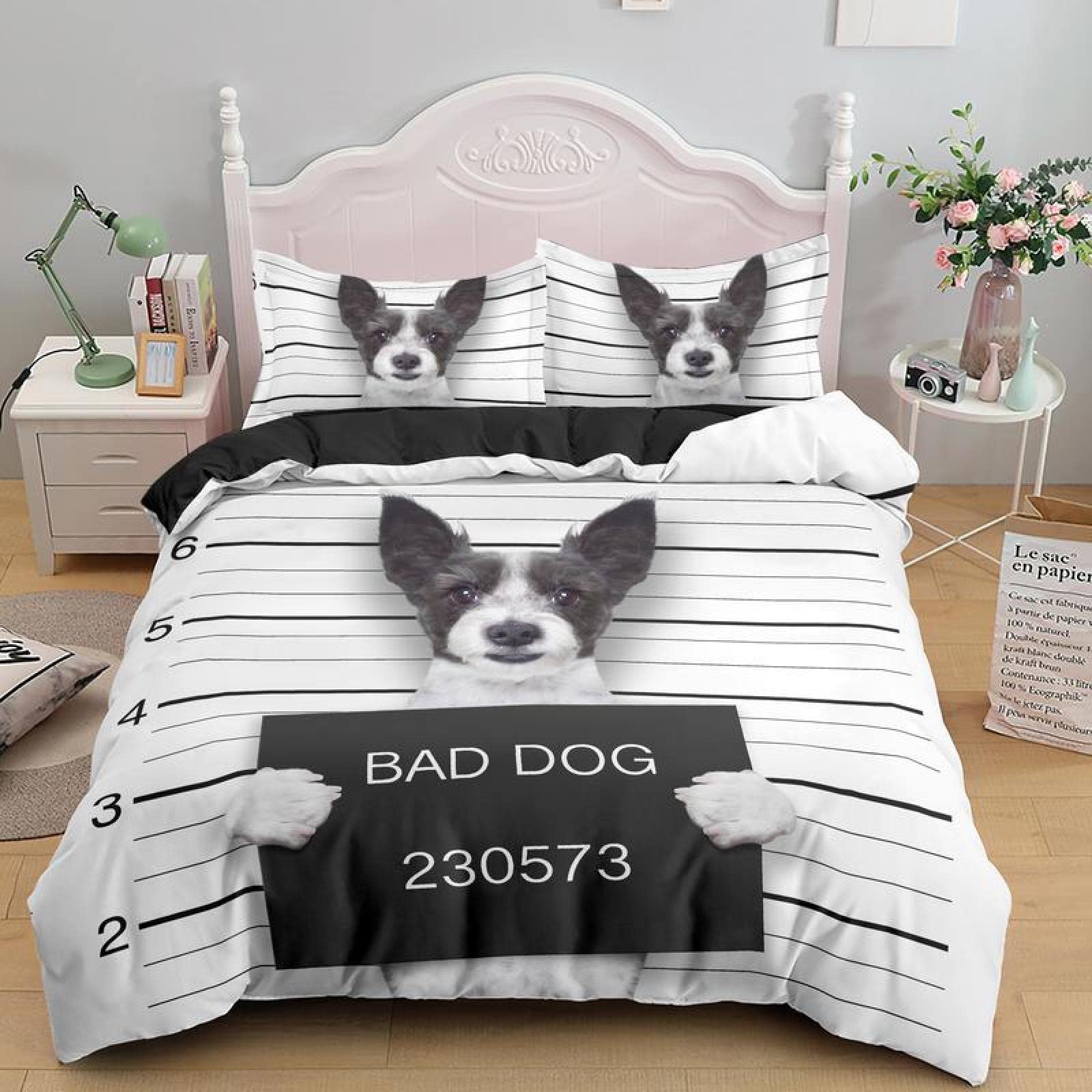 Funda Nordica 240x260 Perro Parson Russell Blanco + 2 Funda de Almohada 50x80 cm - Microfibra Suave Juego de Funda de Edredón - Fundas nórdica con Cremallera