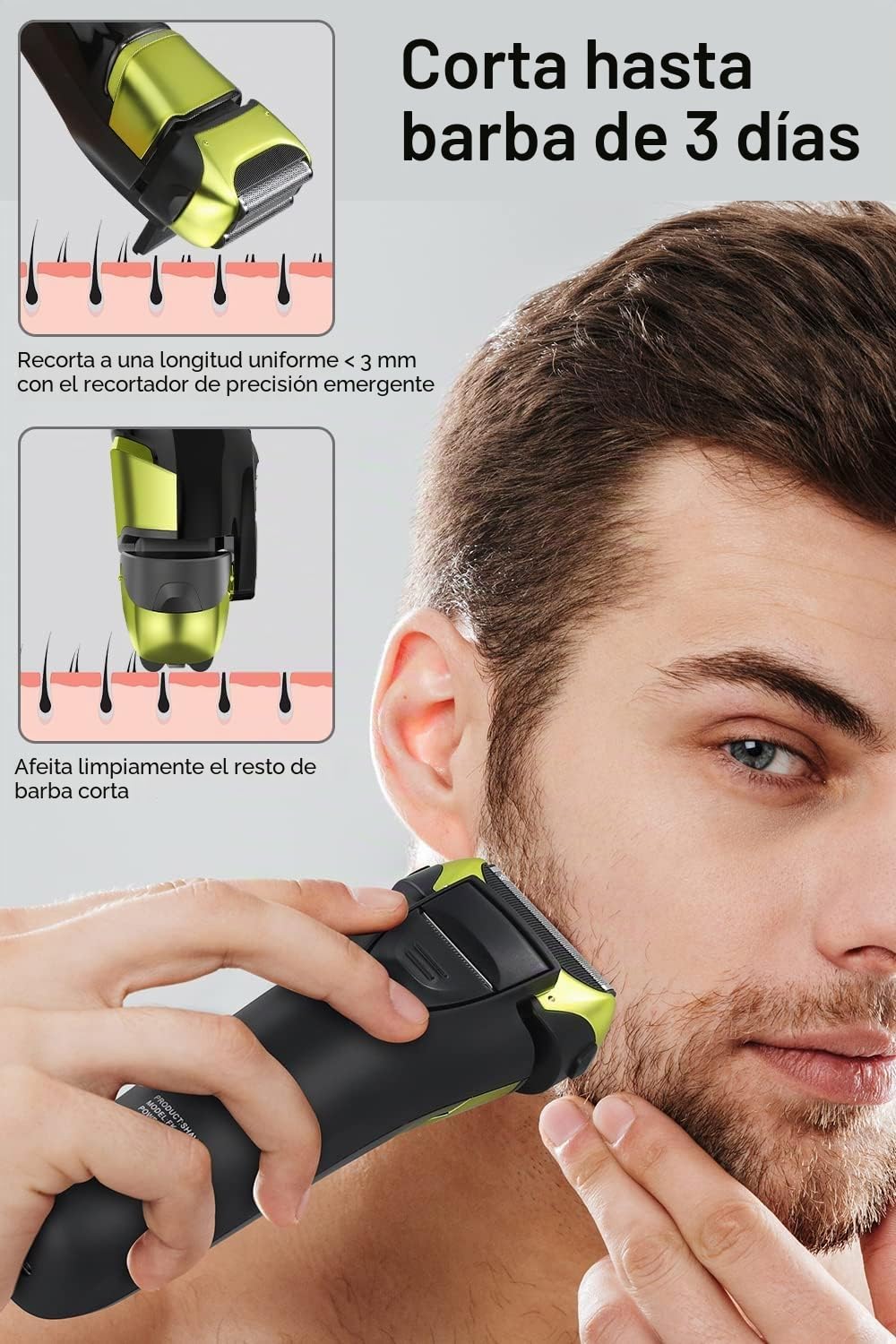 Afeitadora eléctrica Amurhey para hombre con 3 cuchillas flexibles, Máquina de Afeitar Barba con pop-up & Funda de viaje, Afeitadora Barba en seco y húmedo, FK-608i