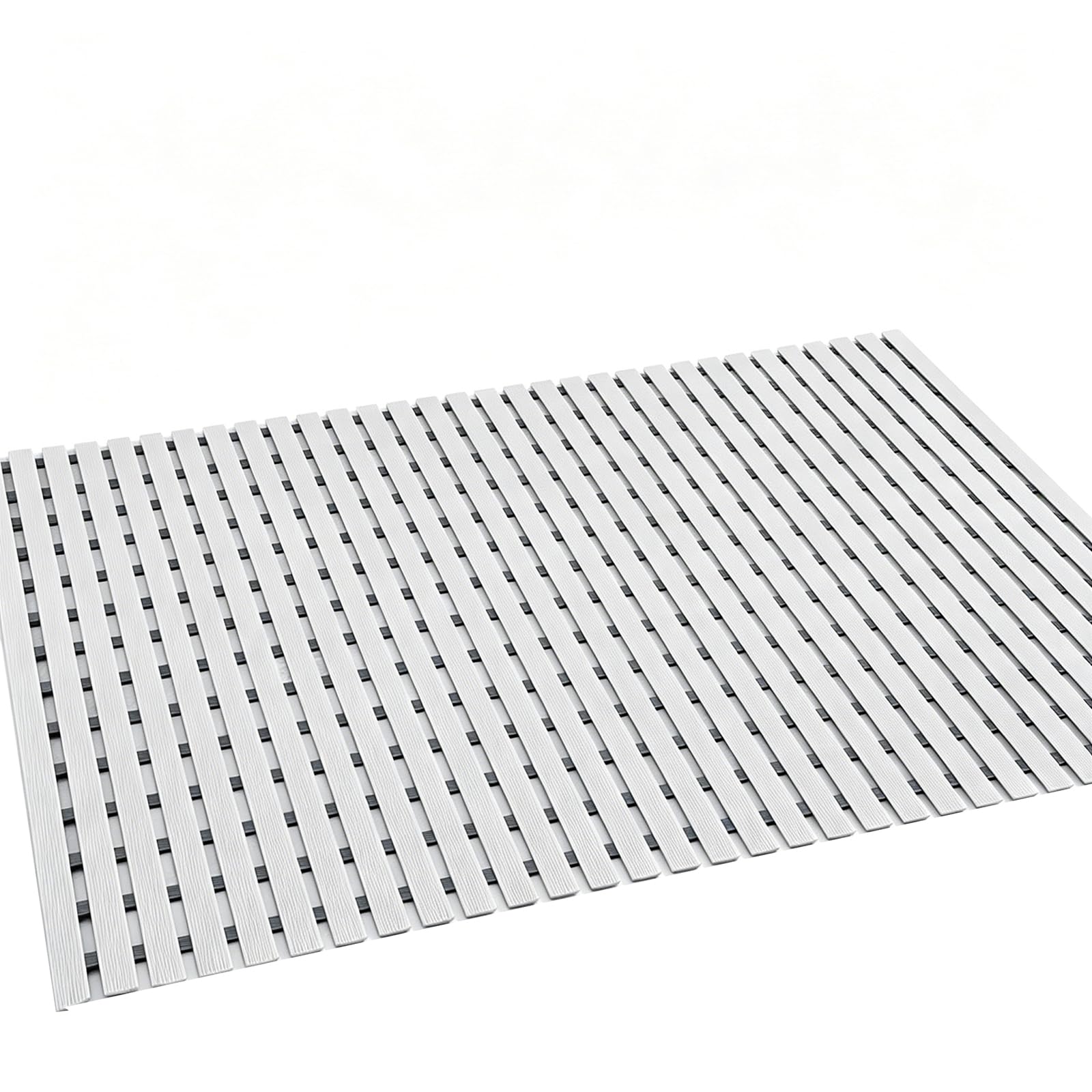 Generico Tappeto Doccia PVC Strisce quadrate Antiscivolo per Vasca da Bagno e Sauna,Light Gray,43x60cm(17x24in) | Supporta la sartoria, progettato per aggiungere altezza
