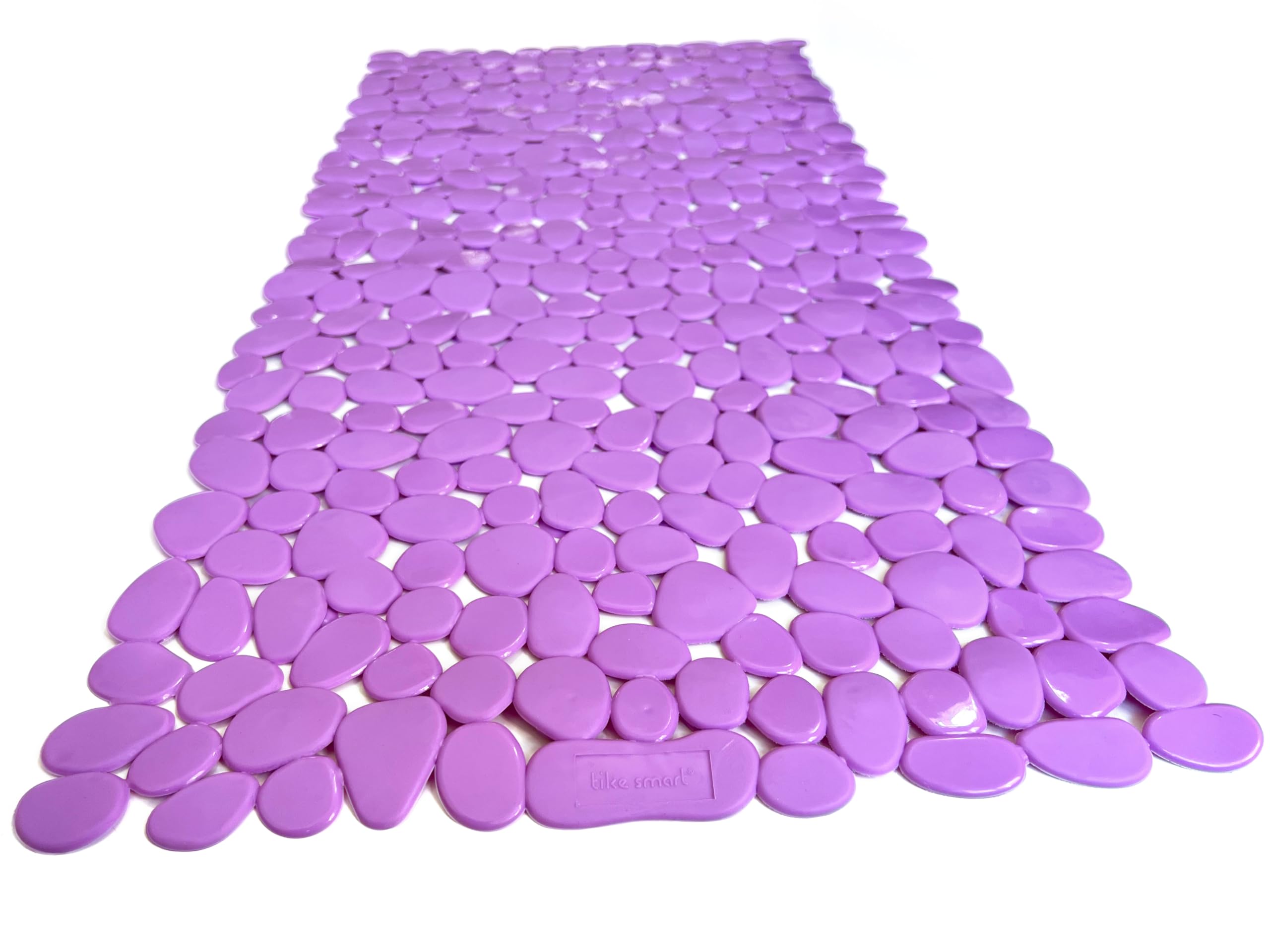 TIKE SMART “Pebbles” Non-Slip Bathtub/Shower Mat 27.5”x14” Rectangular, Non-Toxic, Safe, Clean, Machine-Washable, Superior Grip & Drainage, Vinyl, for Smooth Floors ONLY, Opaque Purple