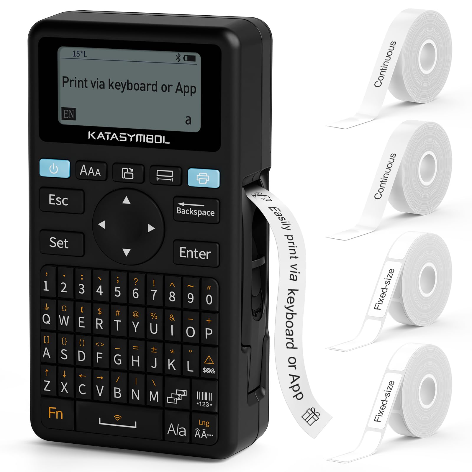 SUPVAN E11 Bluetooth Label Maker Machine with 4 Tapes, Support Keyboard & App with 40 Fonts and 650+ Icons, Rechargeable Inkless Labeler for Home,