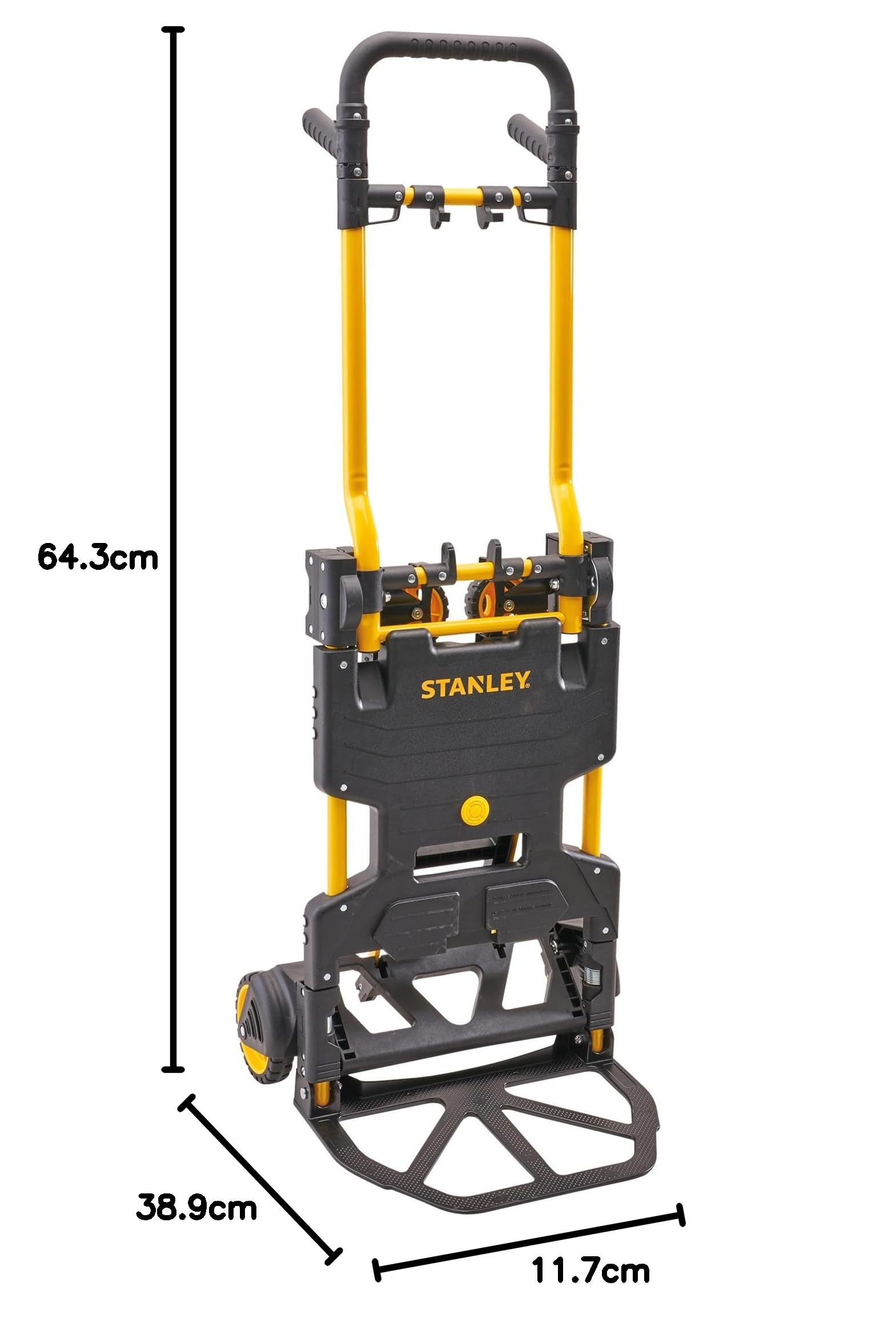 Stanley FT586 - Camión Plegable 2 en 1 - Carretilla de Mano Convertible y Carro de Plataforma, Capacidad de 80 kg/137 kg, Acero Resistente, Plegable Compacto para Bricolaje y Uso Profesional